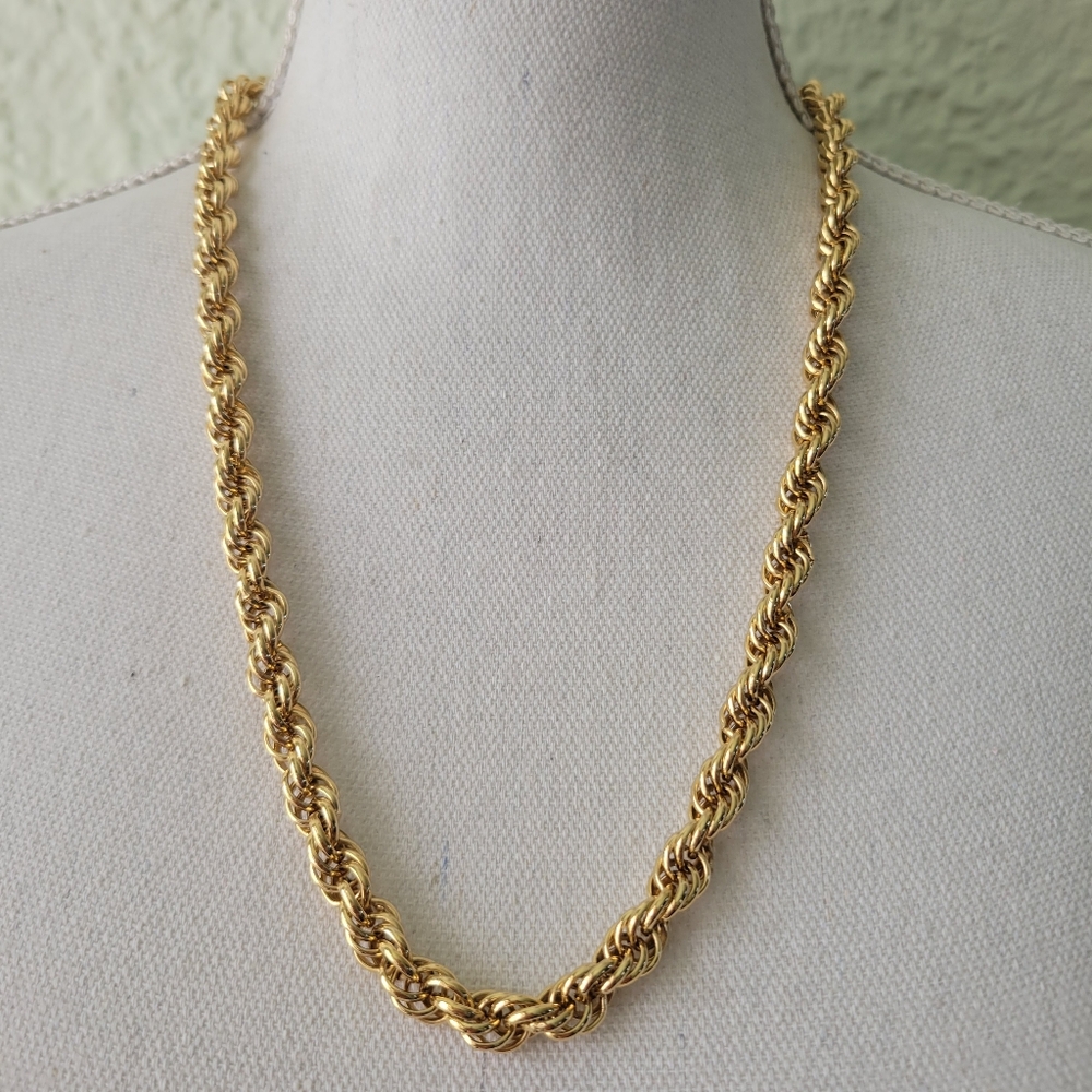 Romanza Italy Yellow Gold Plated Necklace Chunky Multi-Link 24"